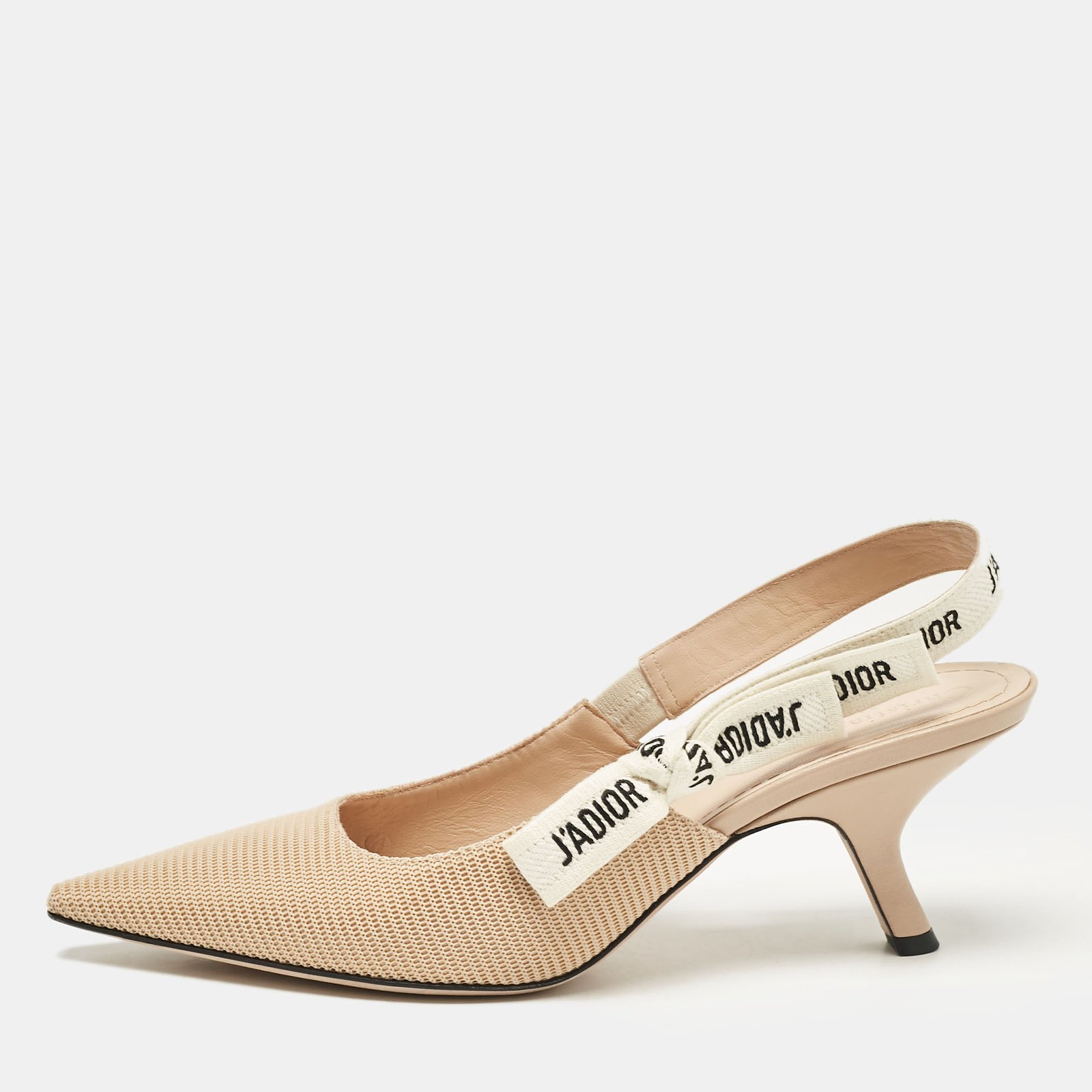 Dior Beige Technical Fabric J'Adior Slingback Pumps Size 39.5