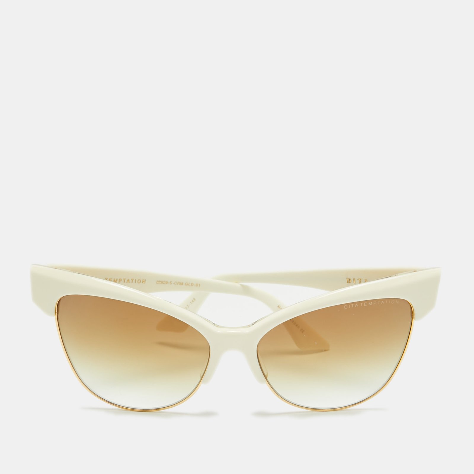Dita Off White/Brown Gradient Temptation Cat Eye Sunglasses