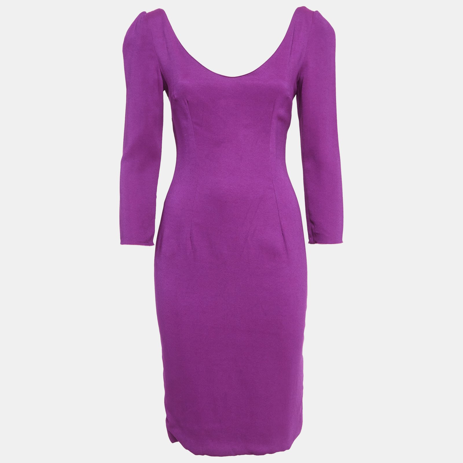 Dolce & Gabbana Purple Crepe Full Sleeve Bodycon Dress S