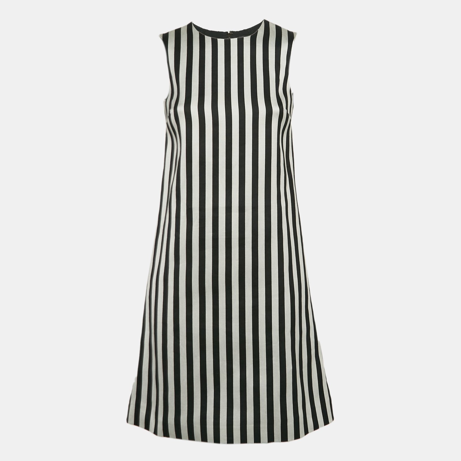 Dolce & Gabbana Monochrome Striped Cotton Sleeveless Mini Dress XS