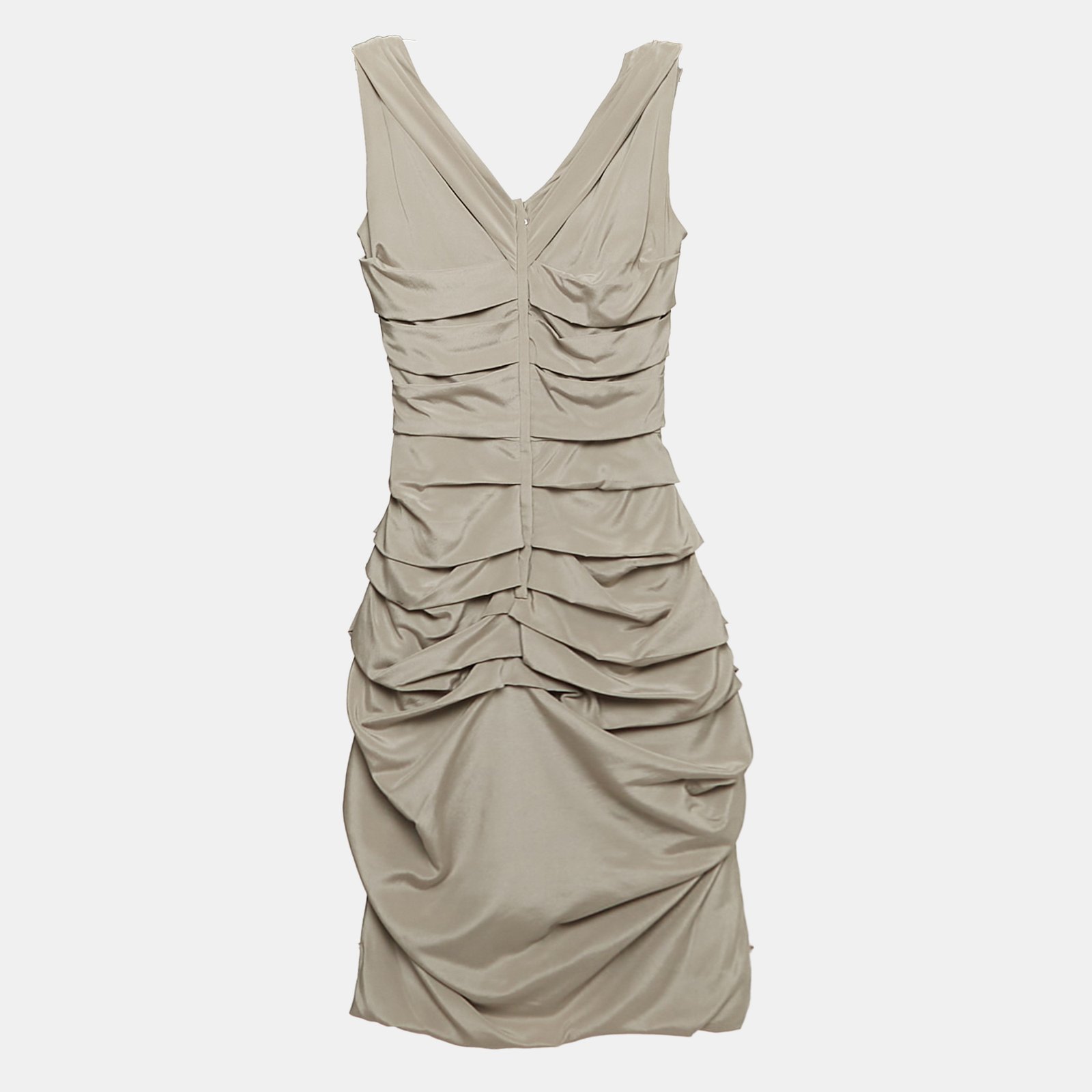 Dolce & Gabbana Grey Silk Ruched Mini Dress S