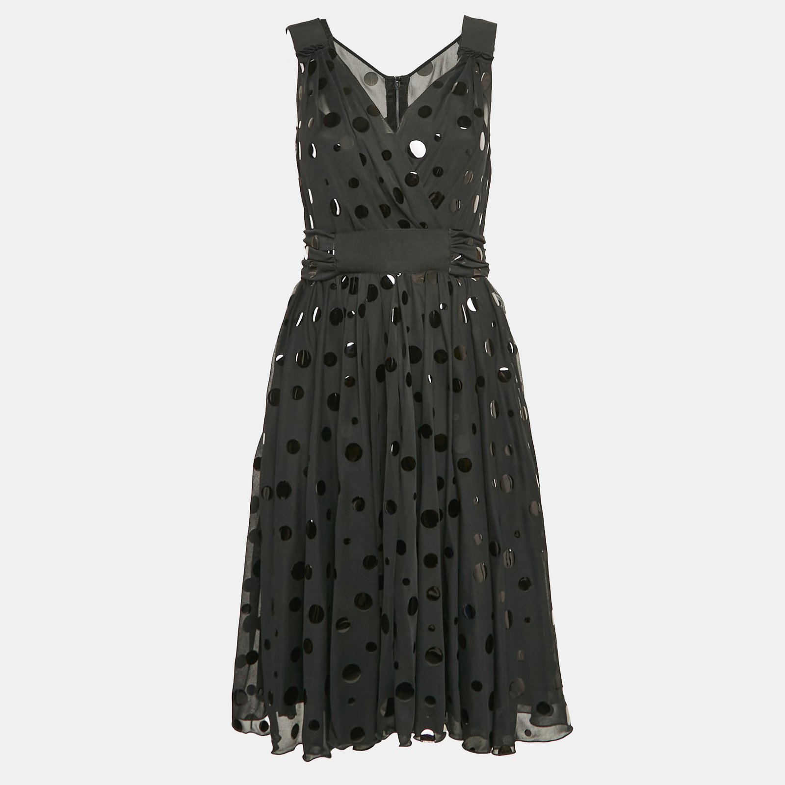 Dolce & Gabbana Black Sequin  Jersey Sleeveless Short Dress M