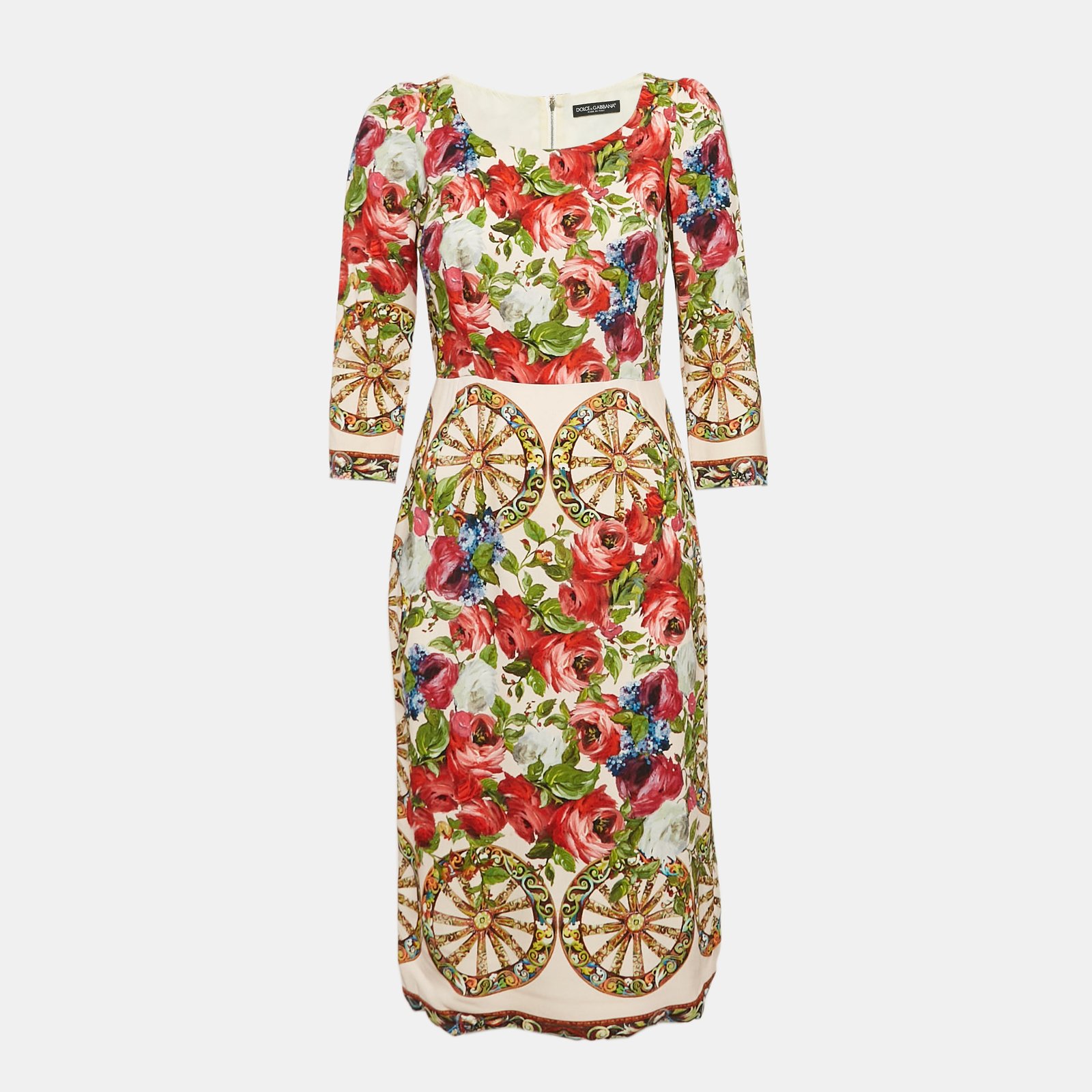 Dolce & Gabbana Multicolor Printed Crepe Sheath Dress XS