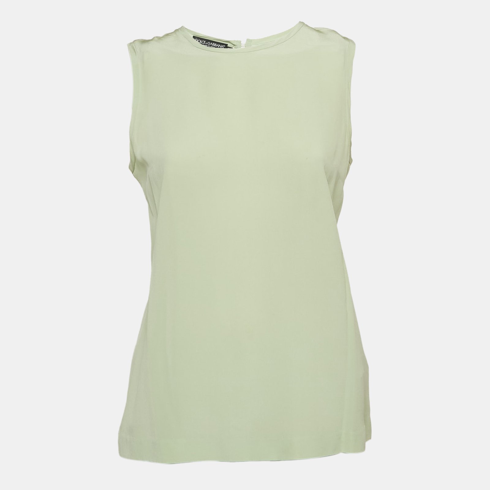 Dolce & Gabbana Green Silk Sleeveless Top S
