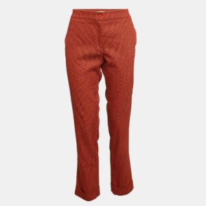 Etro Orange Patterned Crepe Trousers M