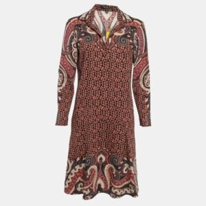 Etro Multicolor Paisley Print Crepe Wool Flared Short Dress M