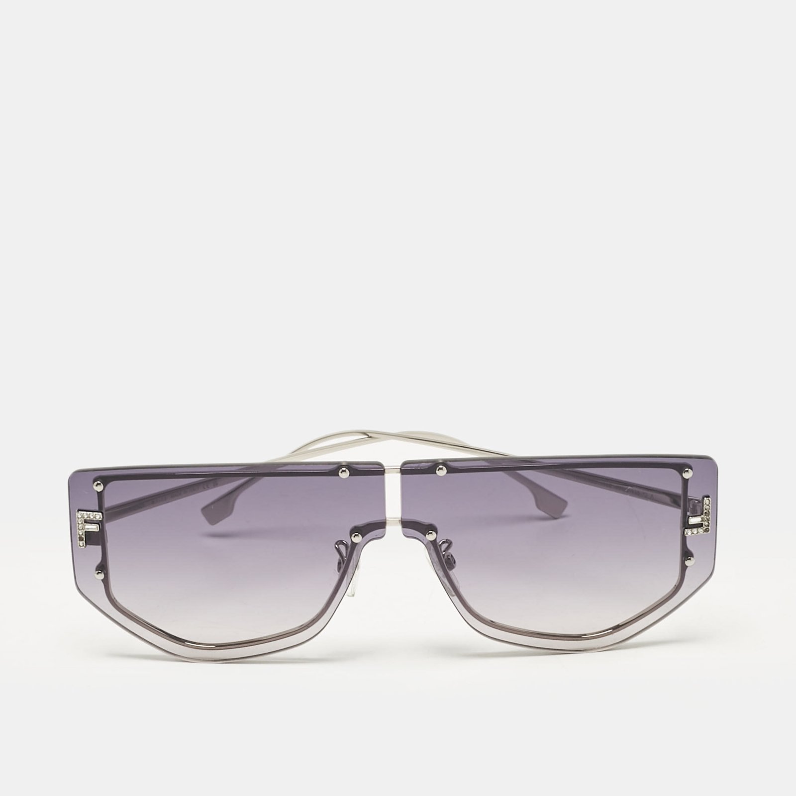Fendi Grey Gradient FF40096U Fendi First Crystals Shield Sunglasses