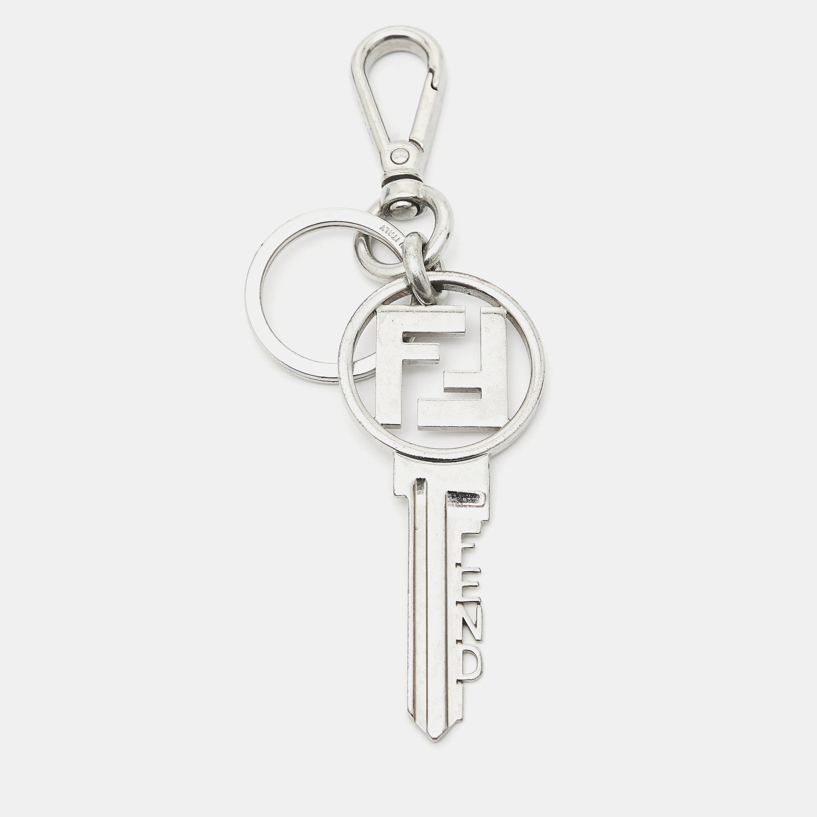 Fendi FF Silver Tone Logo Key Chain
