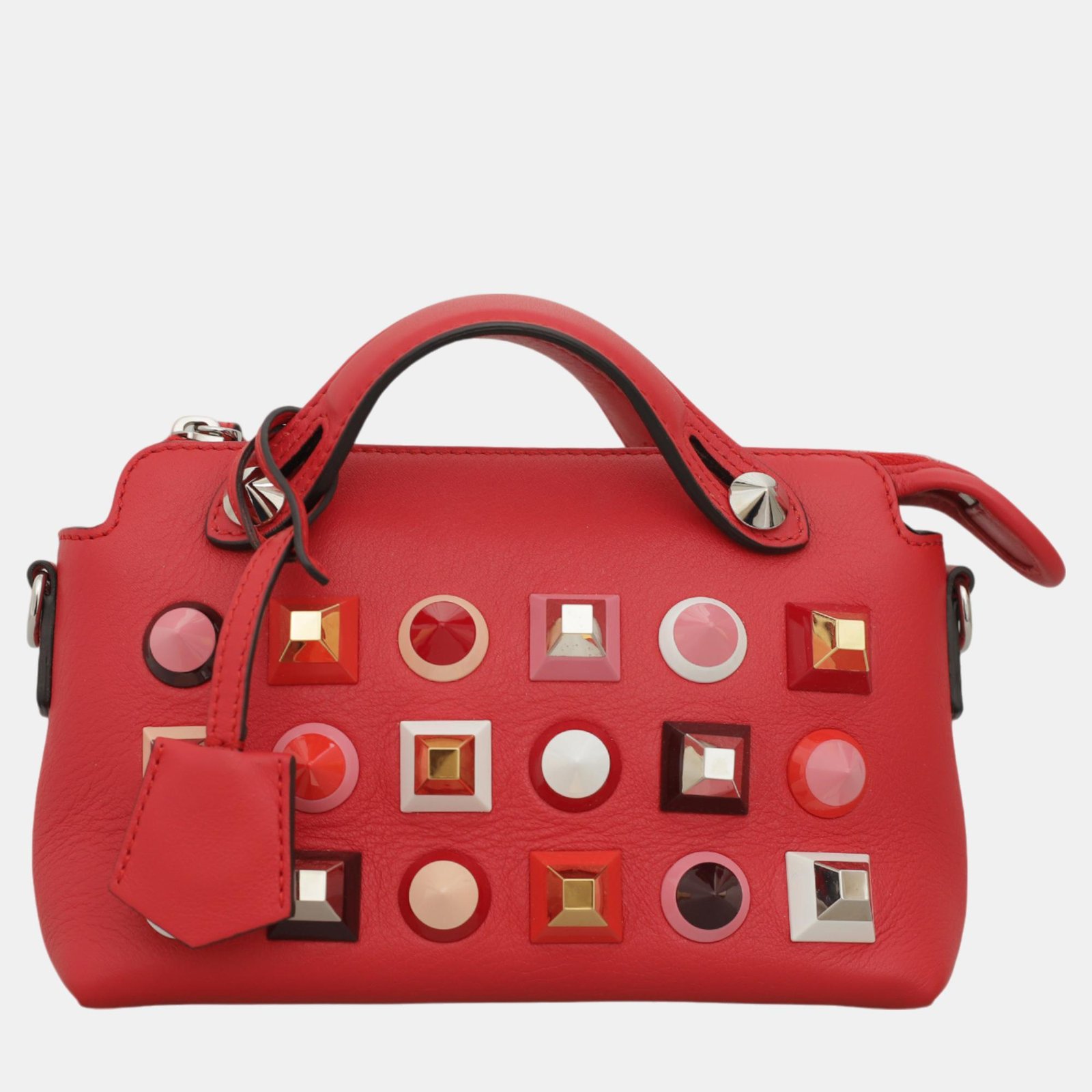 Fendi Red Leather Studded By The Way Bag