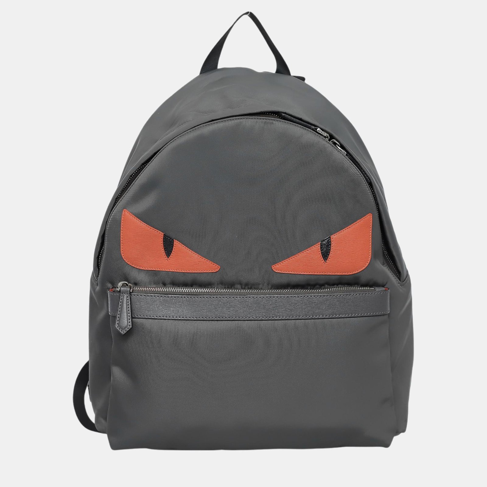 Fendi Grey Nylon Vitello Century Dolce Monster Eyes Rounded Backpack