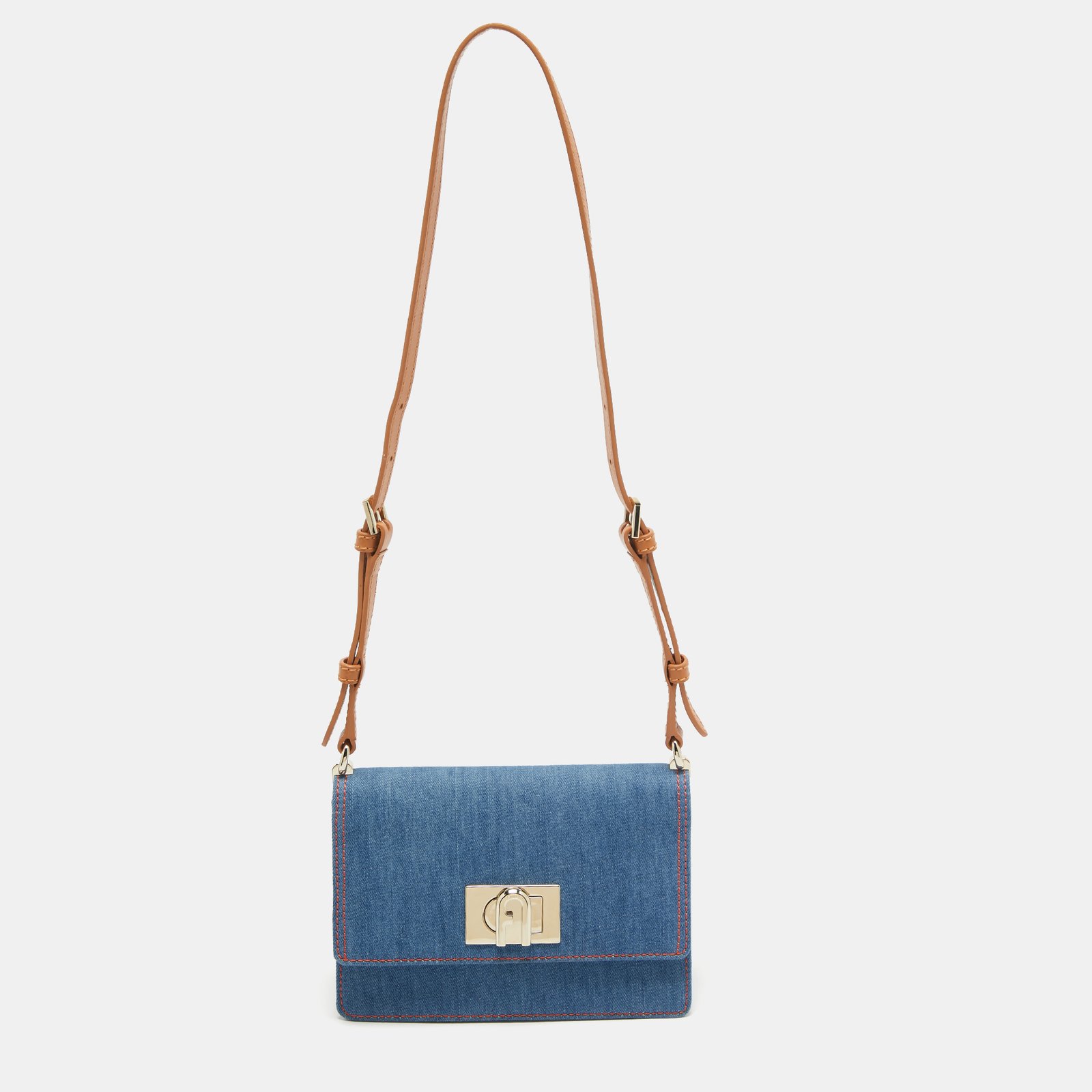 Furla Blue Denim Gerla Shoulder Bag