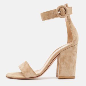 Gianvito Rossi Beige Suede Versilia Sandals Size 34