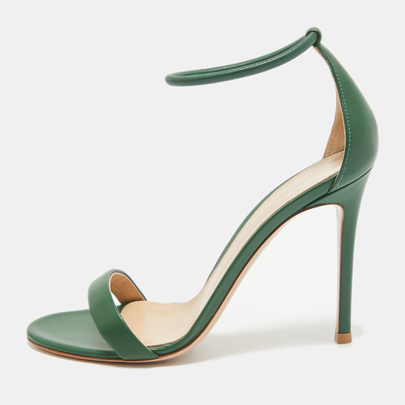 Gianvito Rossi Green Leather Ankle Cuff Sandals Size 36.5