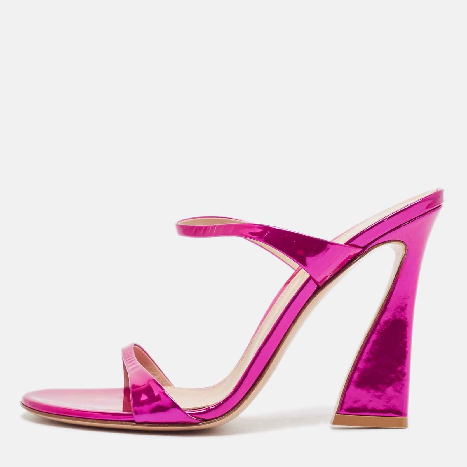 Gianvito Rossi Metallic Pink Leather Aura Sandals Size 38.5