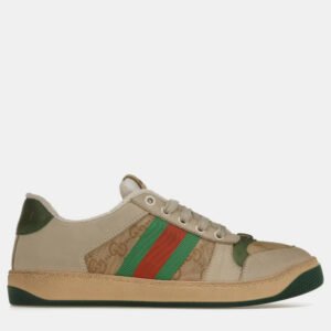 Gucci Butter/Green Leather Screener Sneaker EU 38