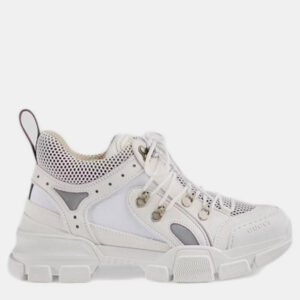 Gucci White Mesh and Leather Flashtrek Sneaker EU 37