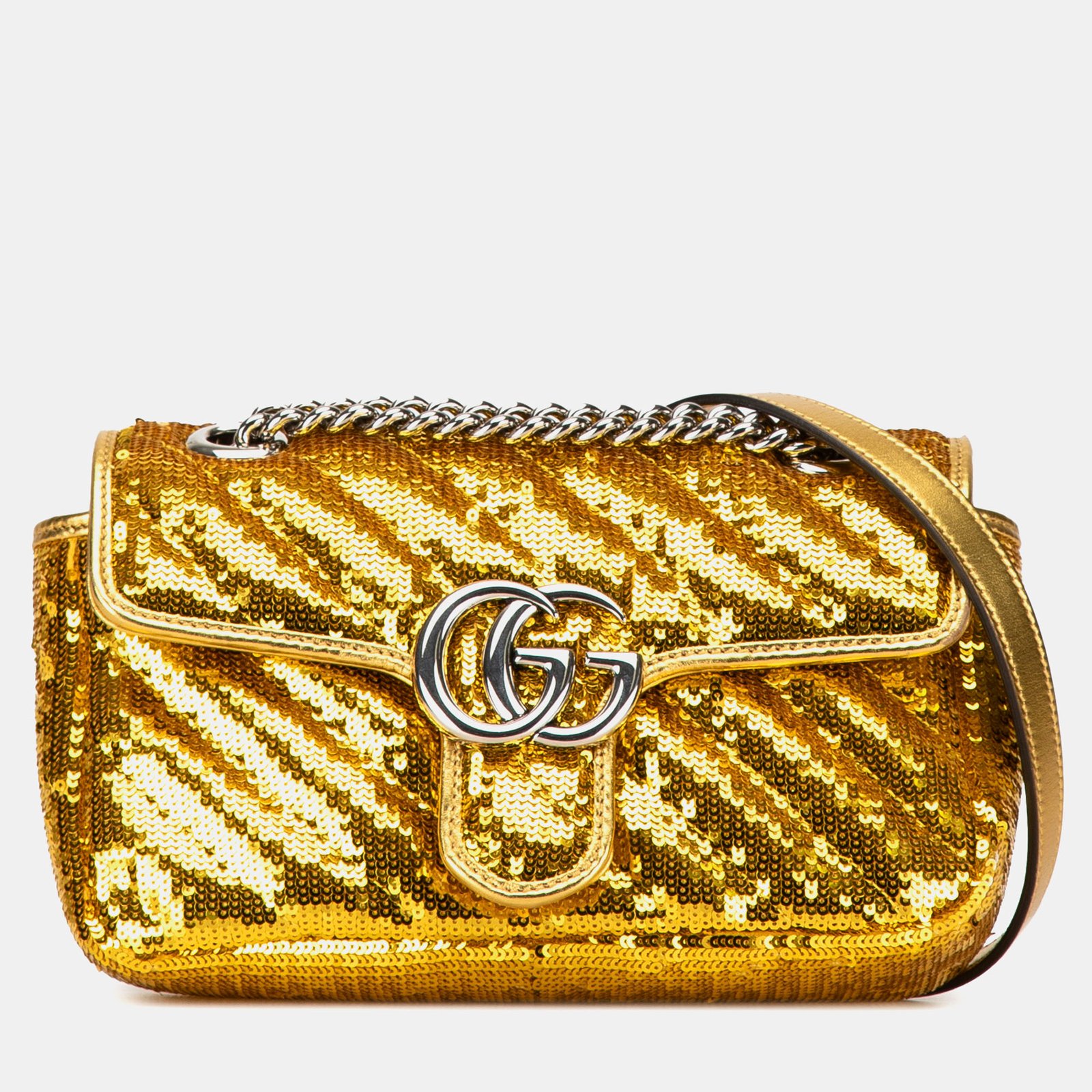 Gucci Golden Sequins Small GG Marmont  Crossbody Bag