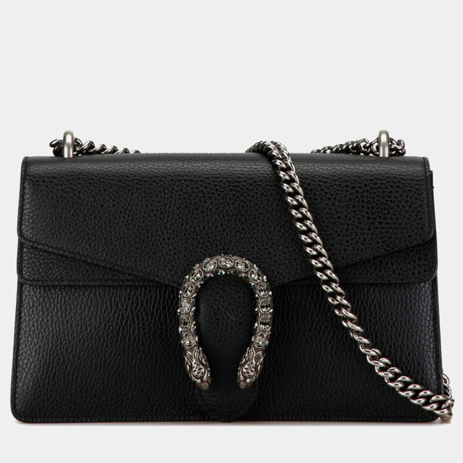 Gucci Black Leather Dionysus Rhinestone Chain Shoulder Bag