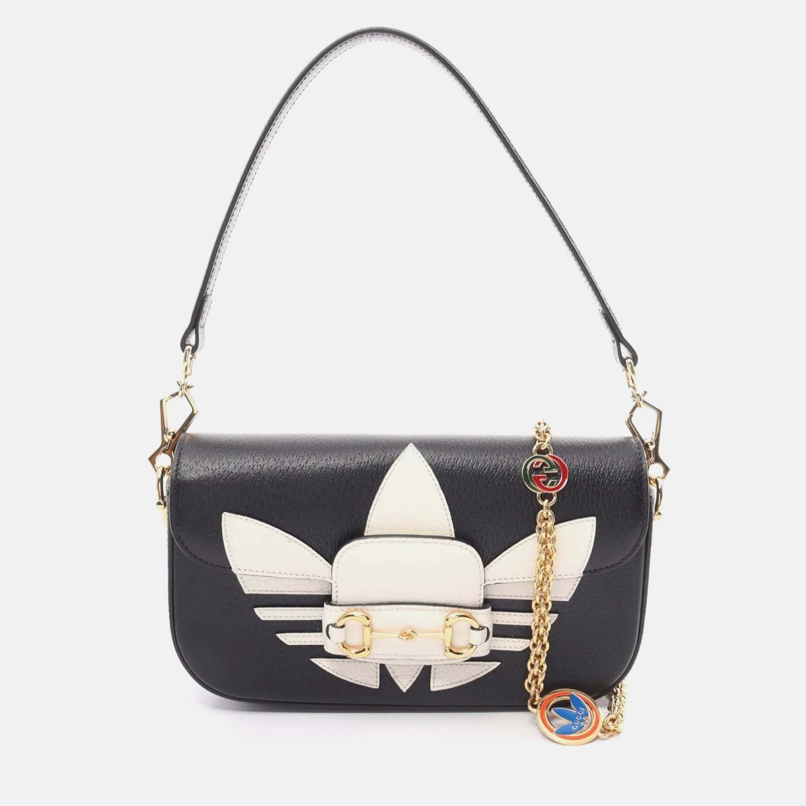 Gucci x Adidas Black White Leather Horsebit Handbag