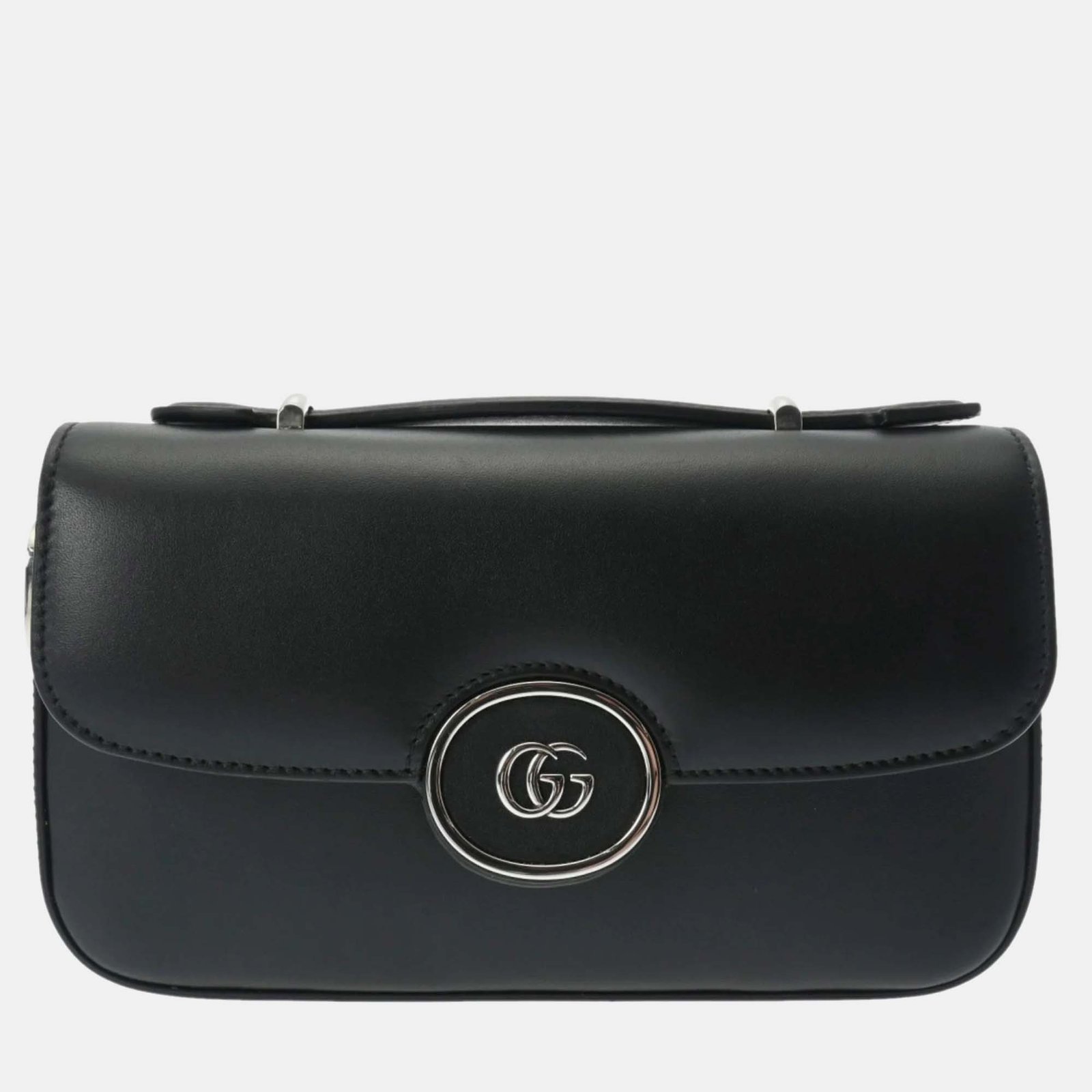 Gucci Black Leather Double G Shoulder Bag