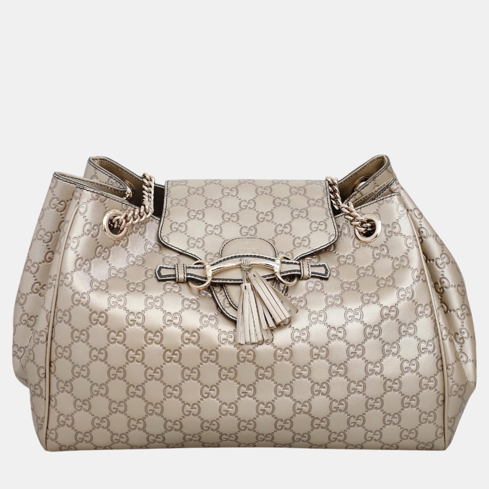 Gucci Gold Embossed Leather Shoulder Bag