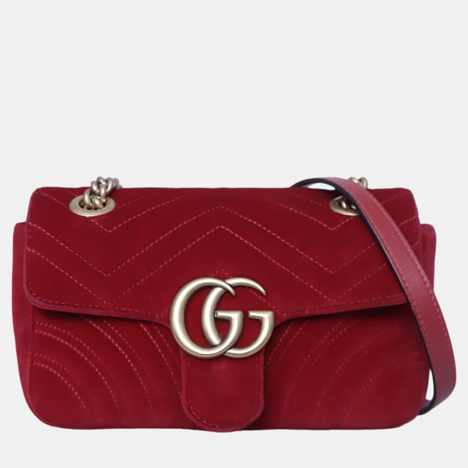 Gucci Red Velvet Mini Marmont Bag
