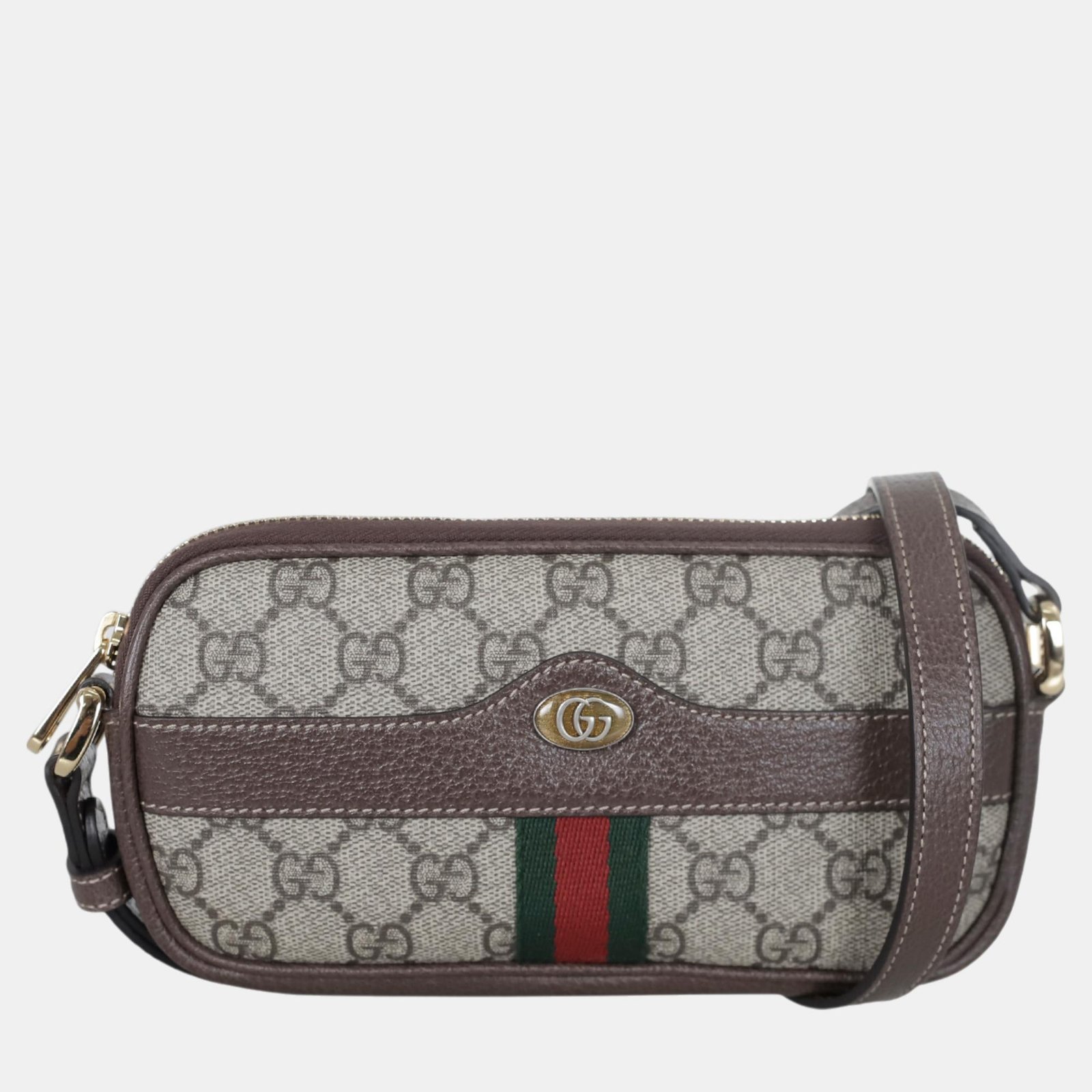 Gucci Brown/Beige Canvas and Leather Ophidia GG Mini Shoulder Bag