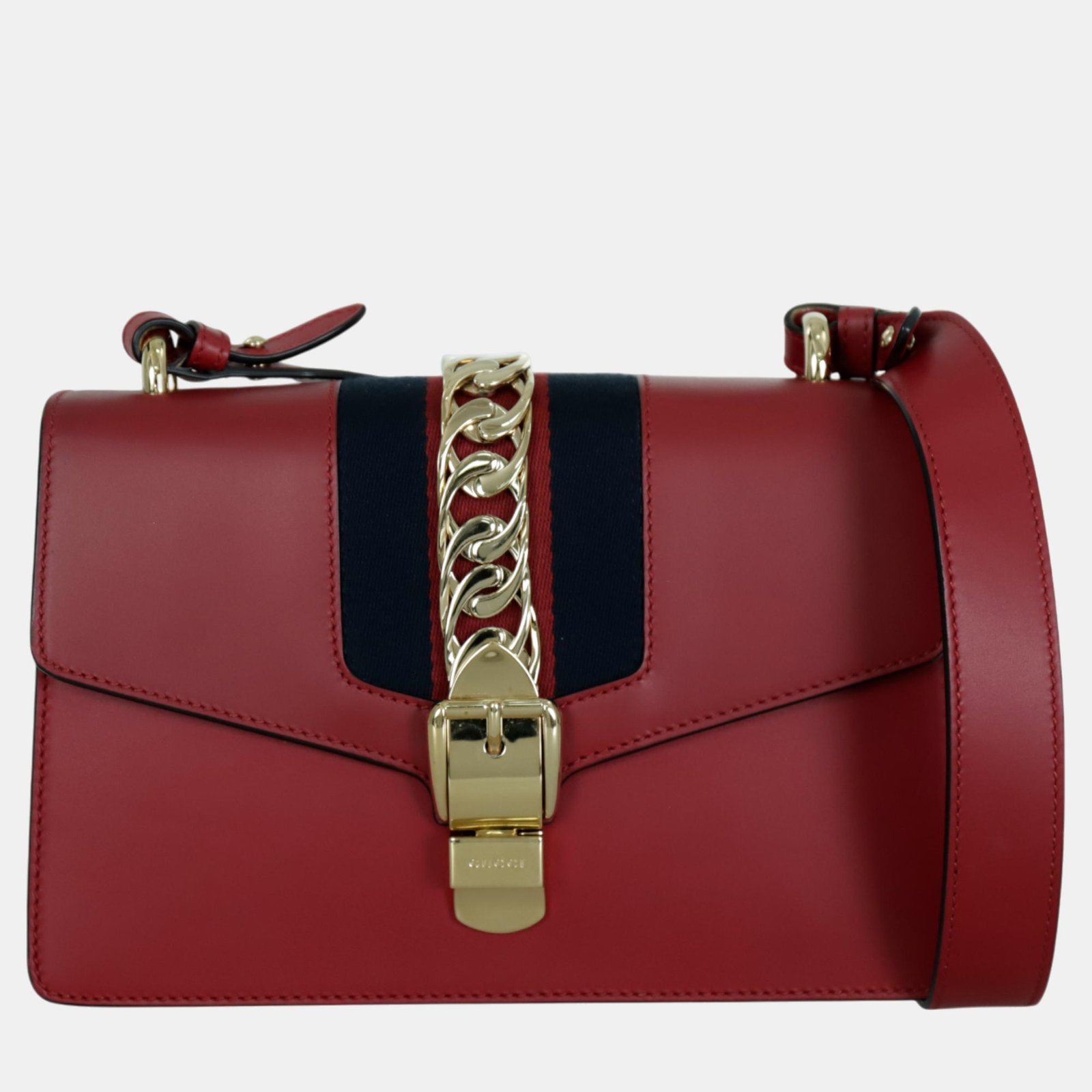 Gucci Red Leather Small Sylvie Shoulder Bag