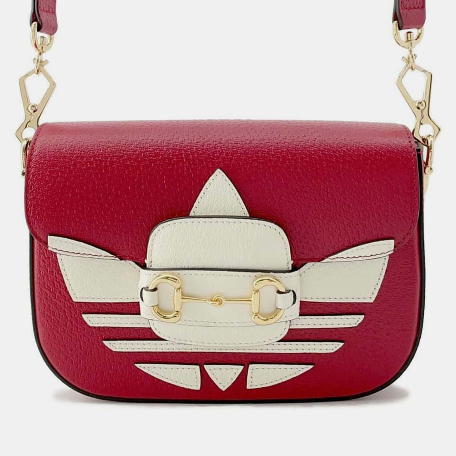 Gucci Red/White Leather Horsebit 1955 Shoulder Bag