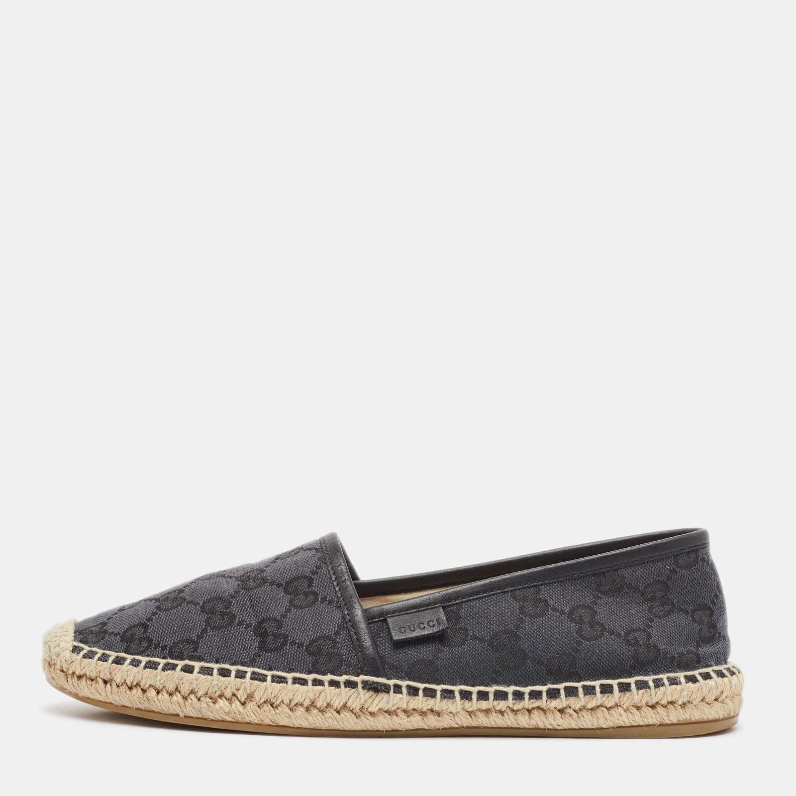 Gucci Black GG Canvas and Leather Espadrille Flats Size 38