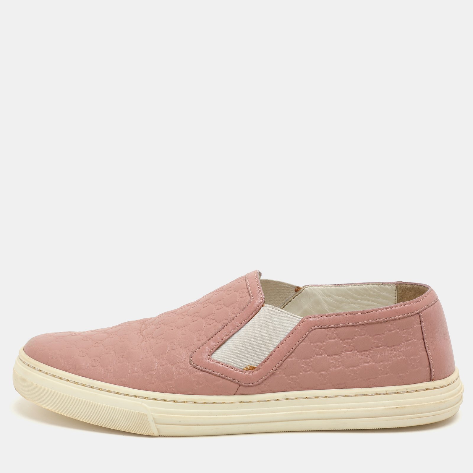 Gucci Mauve Microguccissima Leather Slip On Sneakers Size 37.5