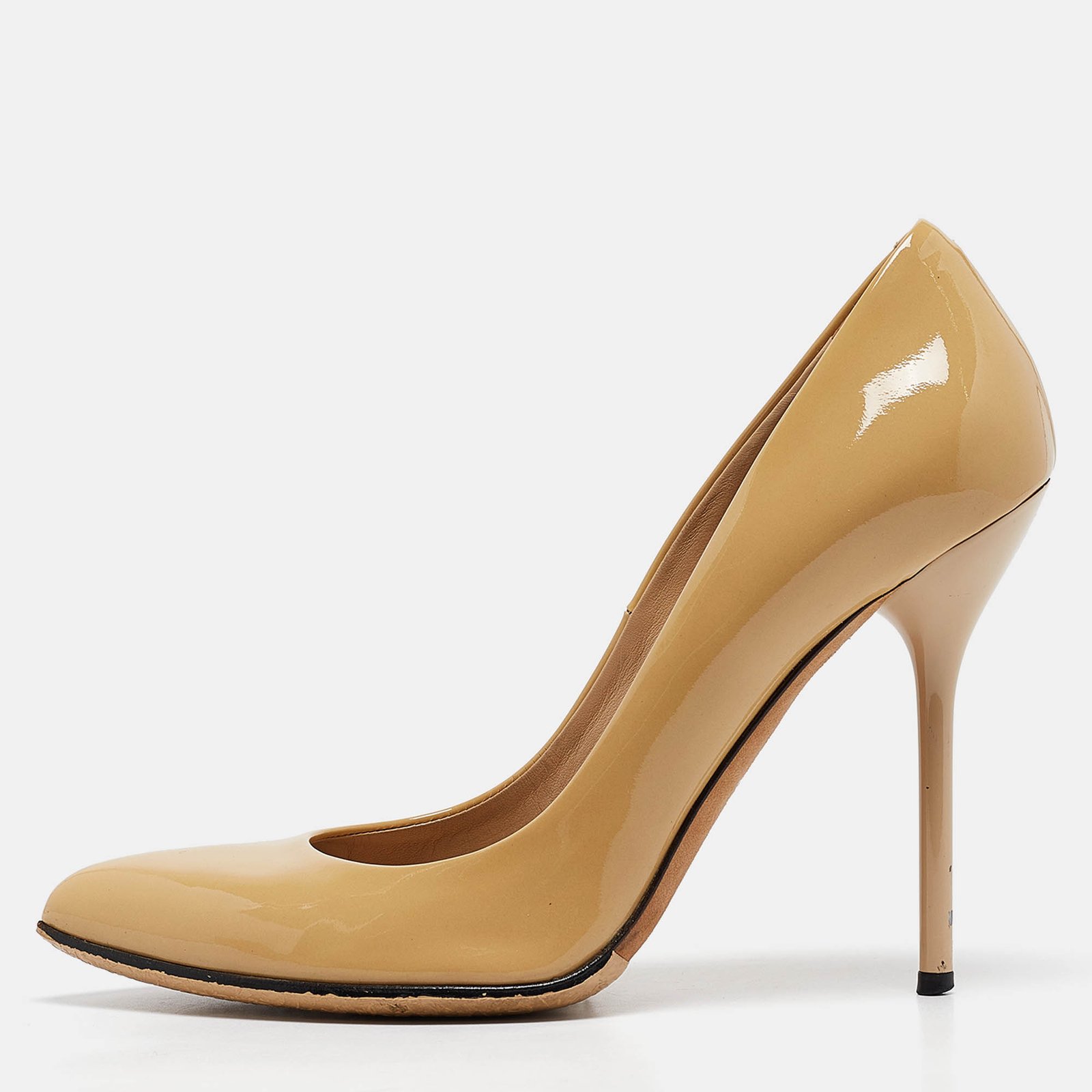 Gucci Yellow Patent Leather Pointed Toe Pumps Size 37