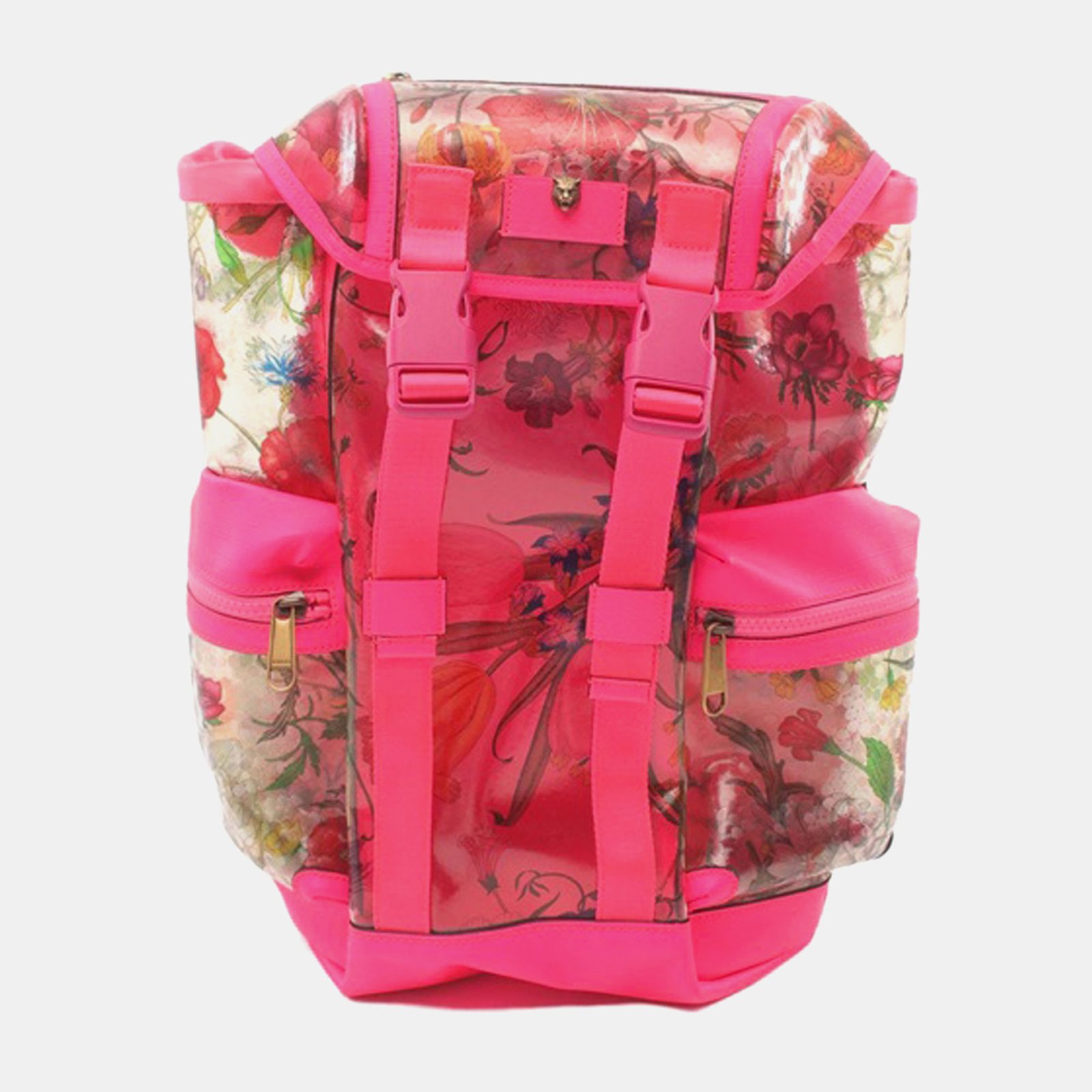 Gucci Pink/Transparent PVC Flora Techpack Backpack
