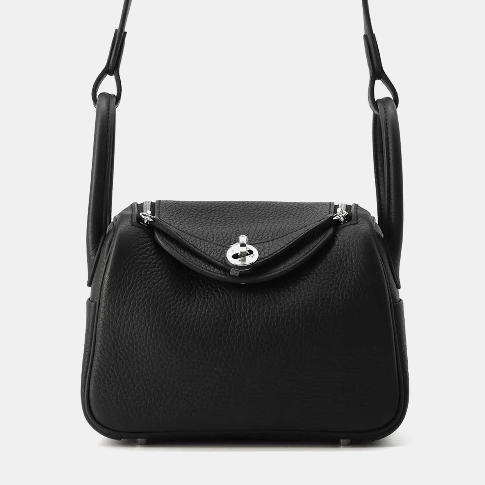 Hermes Black Taurillon Clemence Lindy bag Size Mini