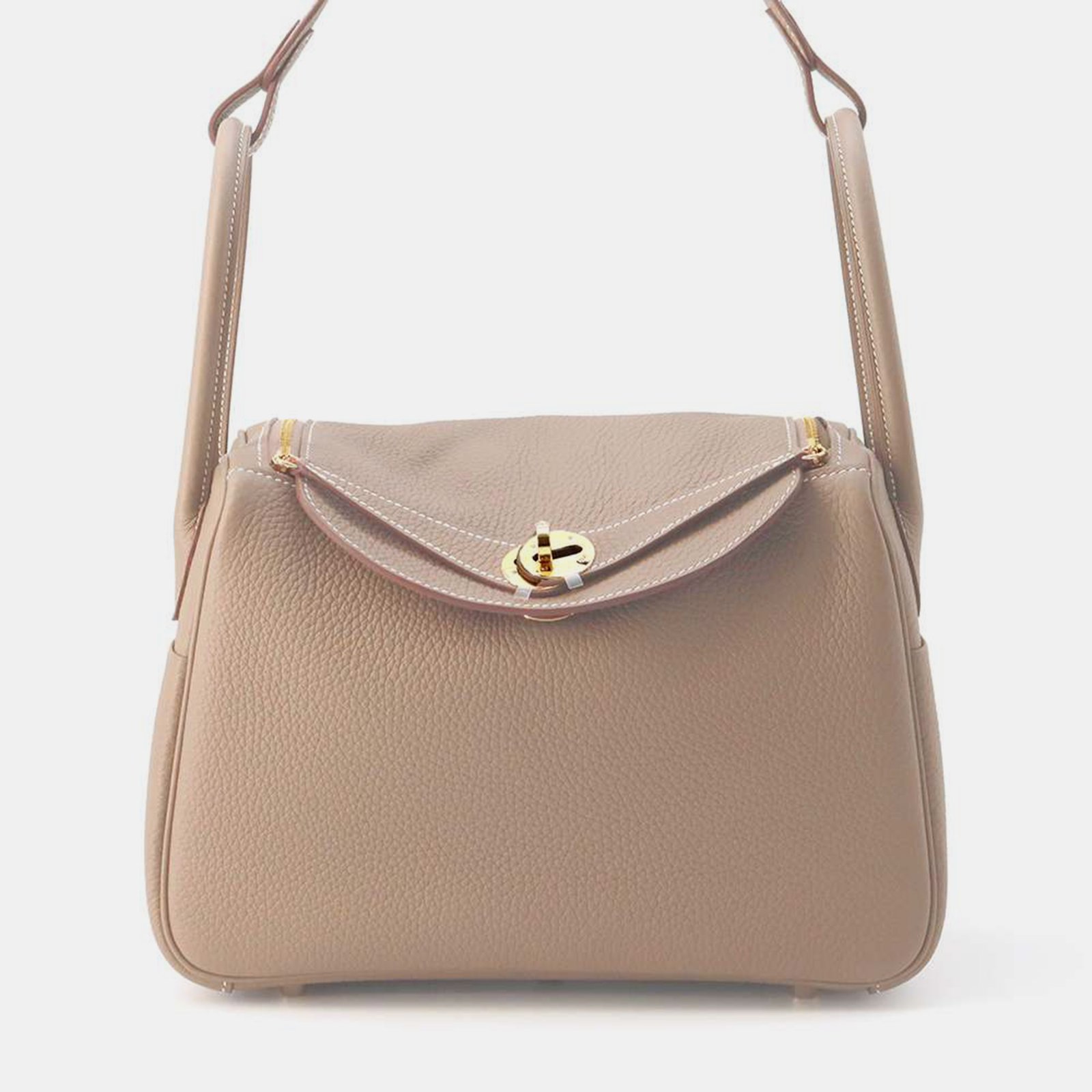 Hermes Etoupe Taurillon Clemence Lindy Bag Size 26