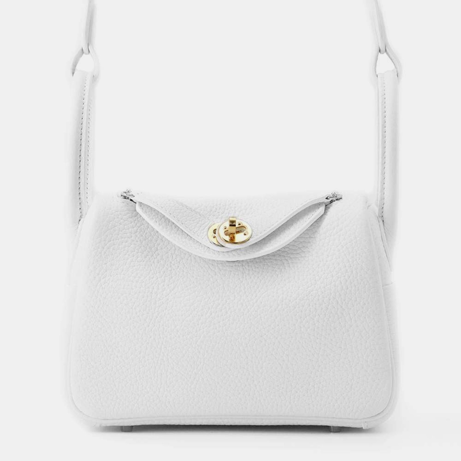 Hermes White Taurillon Clemence Lindy Mini Bag