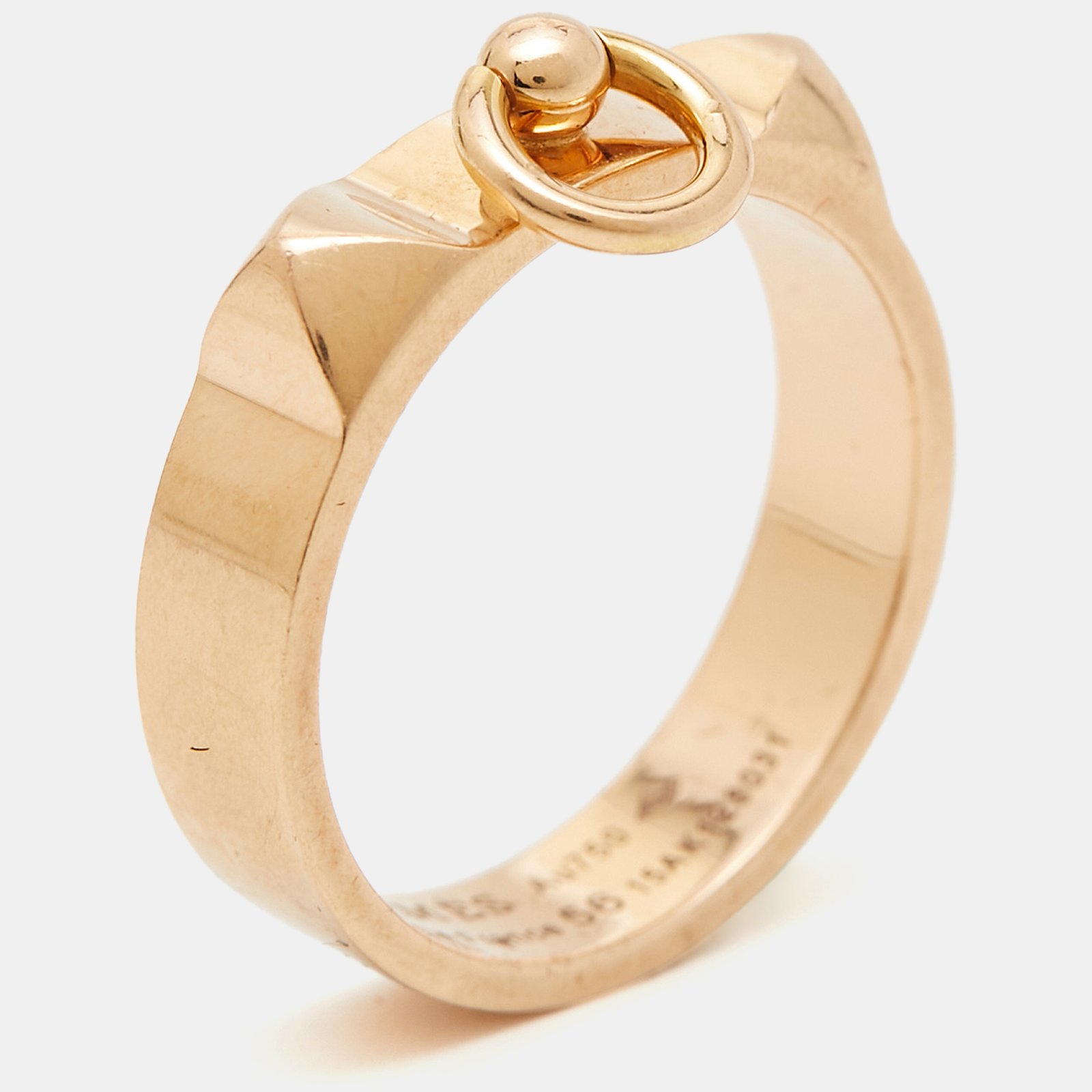 Hermes Collier de Chien 18k Rose Gold Ring Size 56
