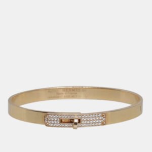 Hermes 18K Gold Diamond Buckle Kelly Bracelet