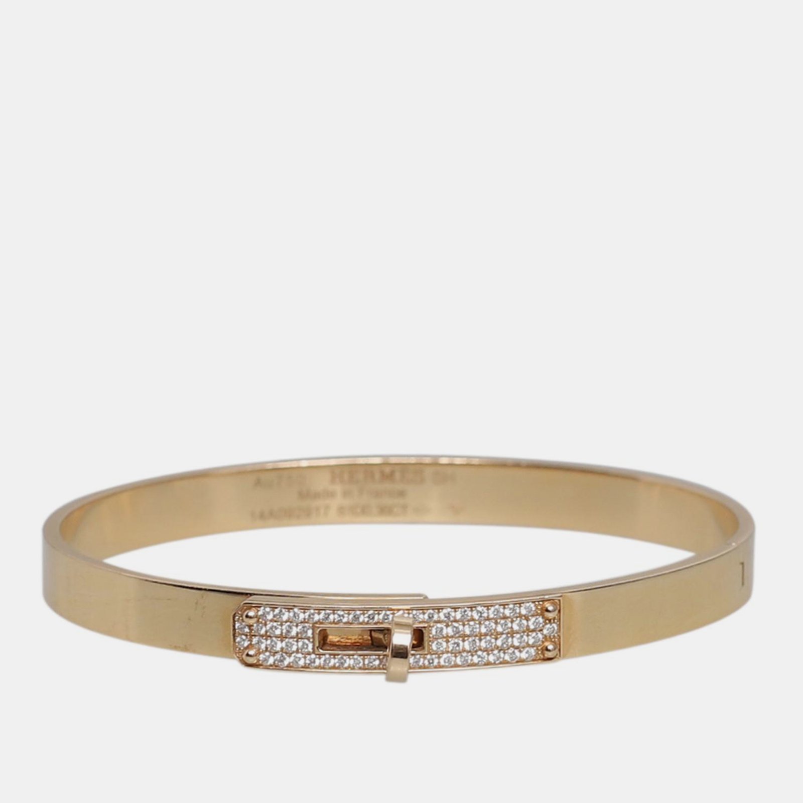 Hermes 18K Gold Diamond Buckle Kelly Bracelet