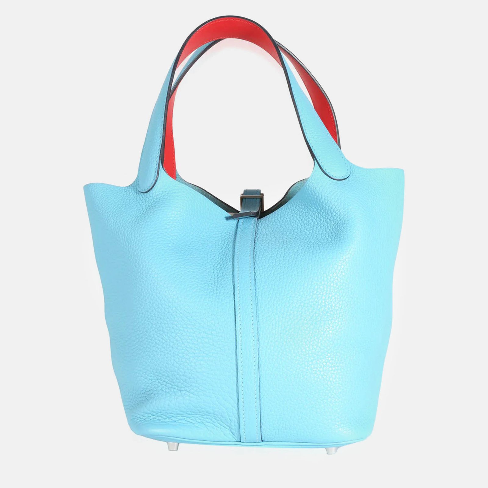 Hermes Bleu Du Nord Rouge De Coeur Clemence Verso Picotin Lock 22 Hobo Bag