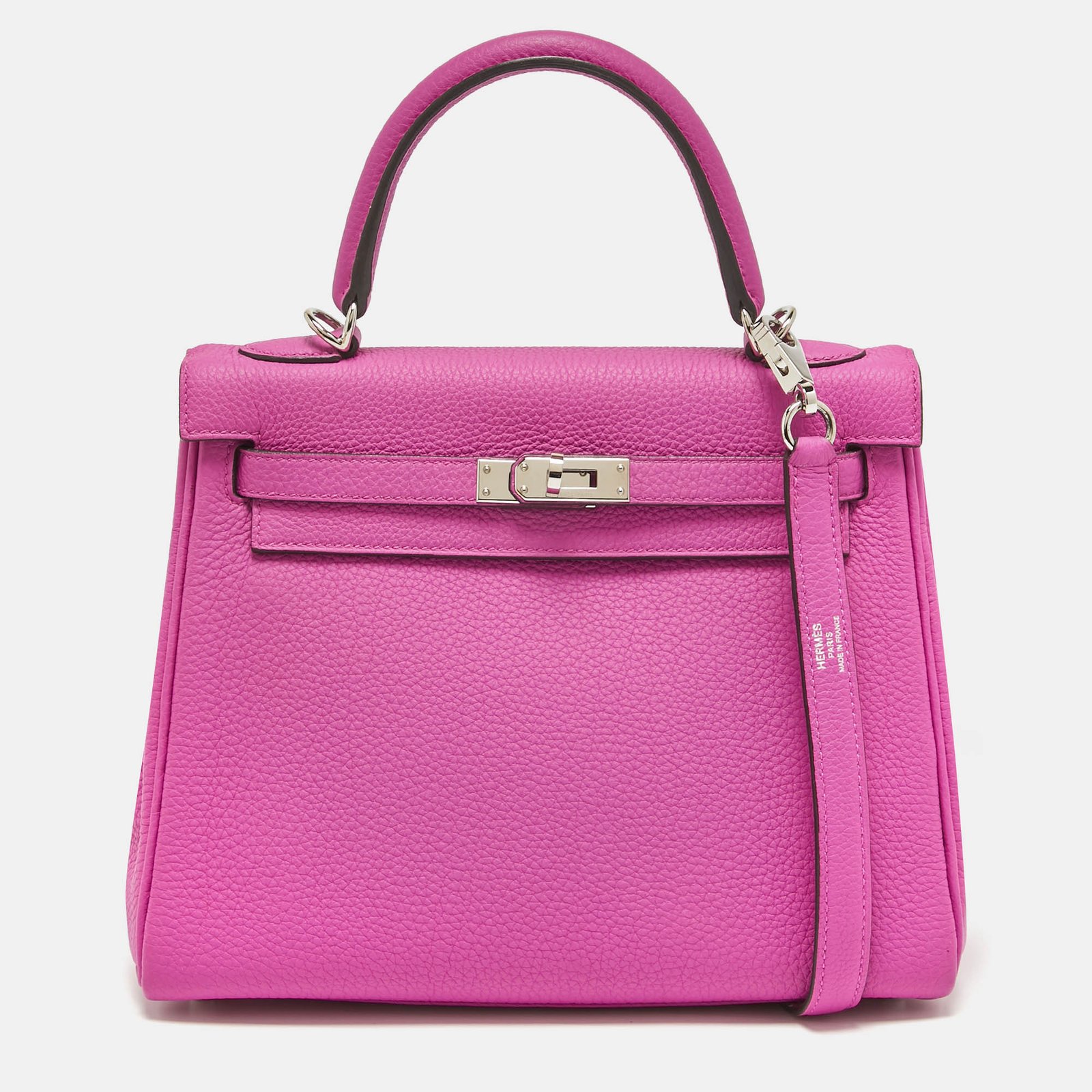 Hermès Magnolia Togo Leather Palladium Finish Kelly Retourne 25 Bag