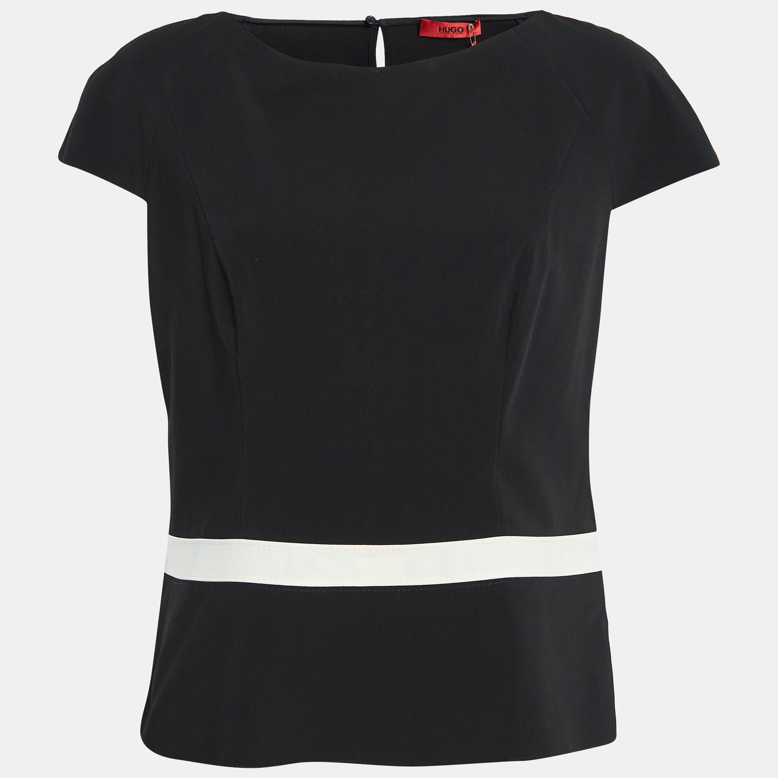 Hugo Boss Black Crepe Short Sleeve Blouse L