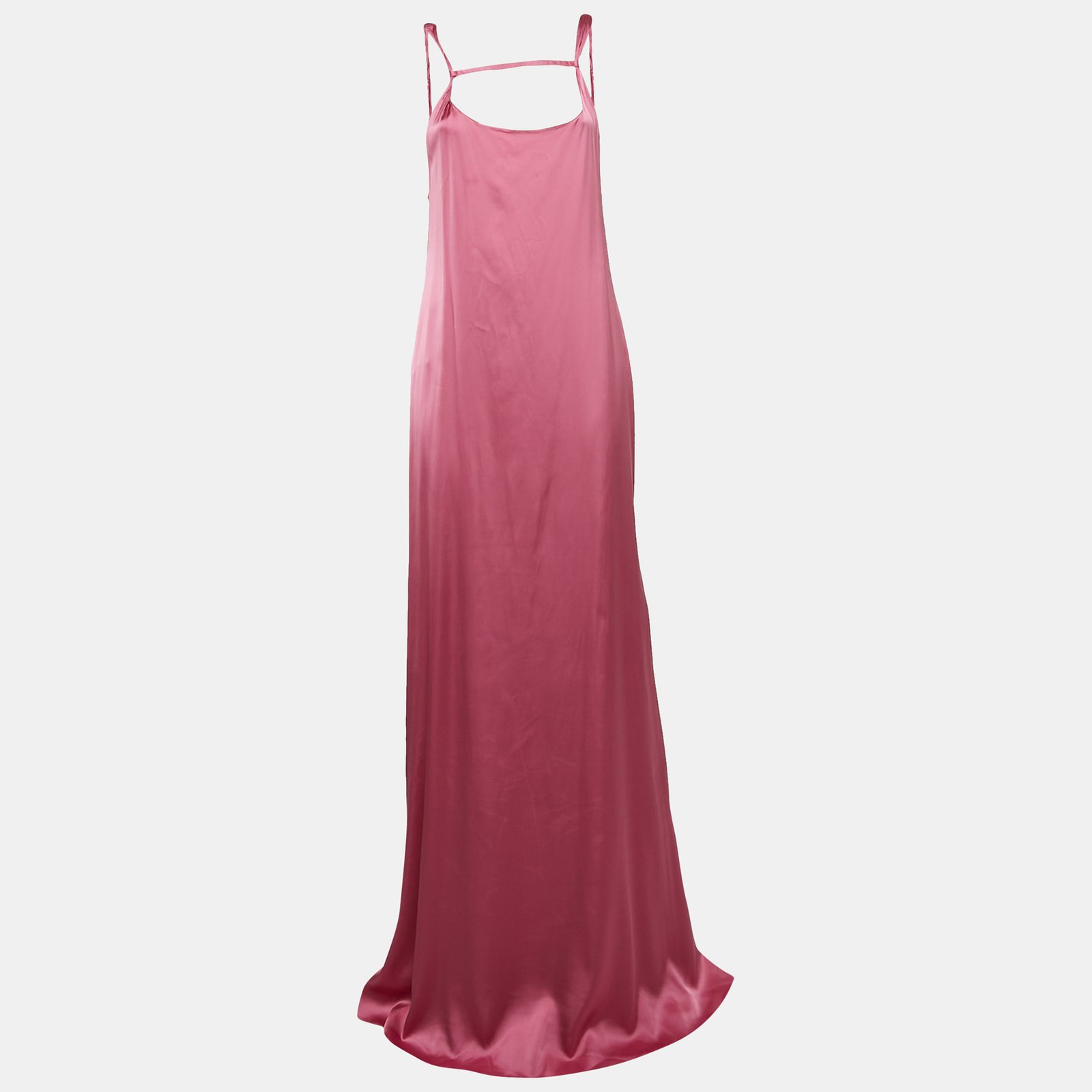 Jacquemus La Robe Stretch Satin Open-Back Mentalo Maxi Dress L