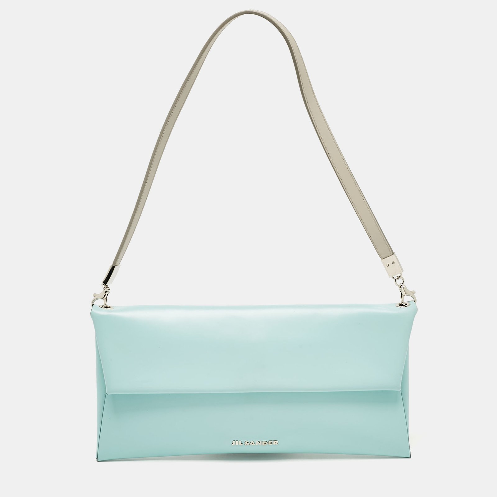 Jil Sander Light Blue Leather Clutch Shoulder Bag
