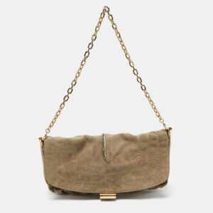Jimmy Choo Beige Suede and Leather Flap Shoulder Bag