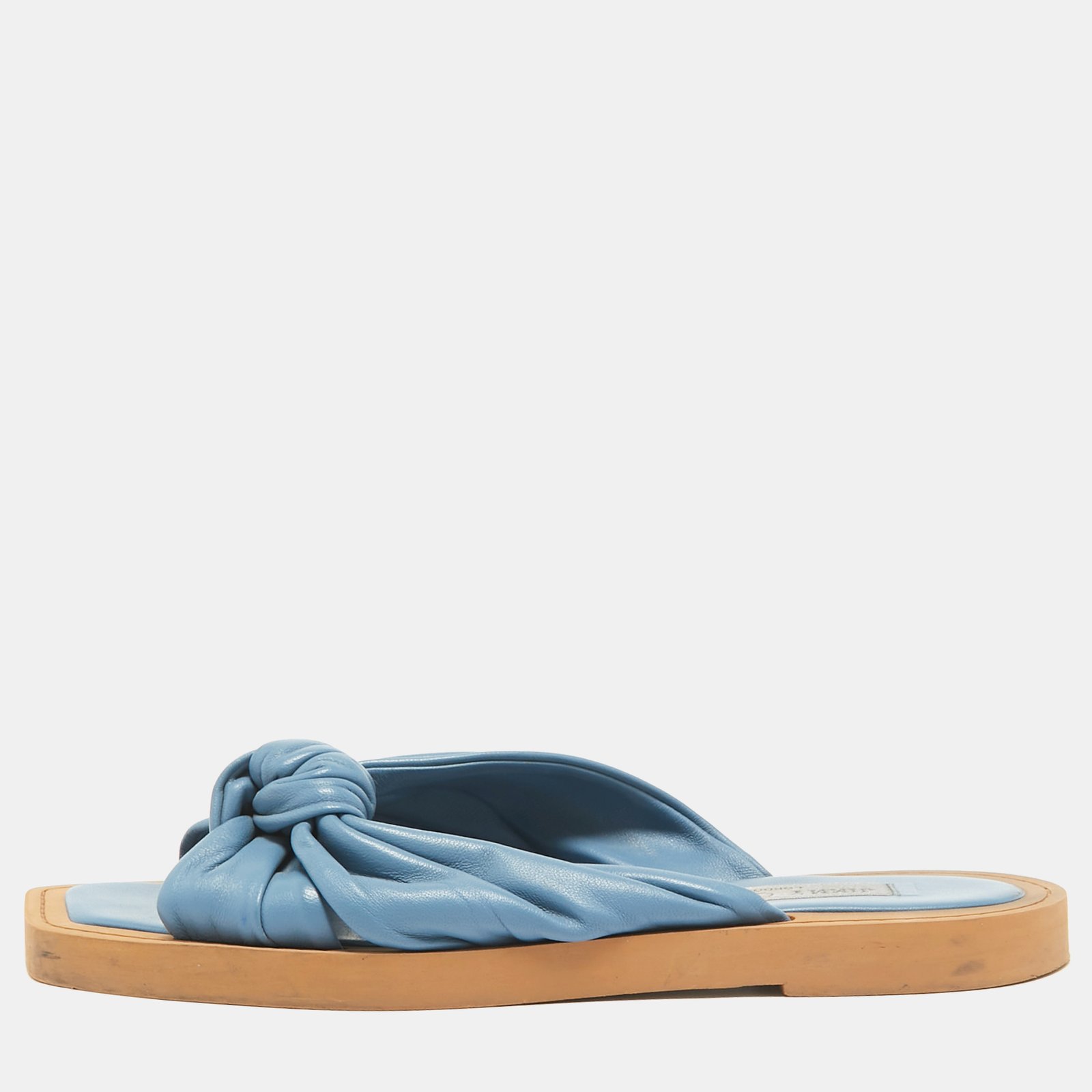 Jimmy Choo Blue Leather Flat Sandals Size 39