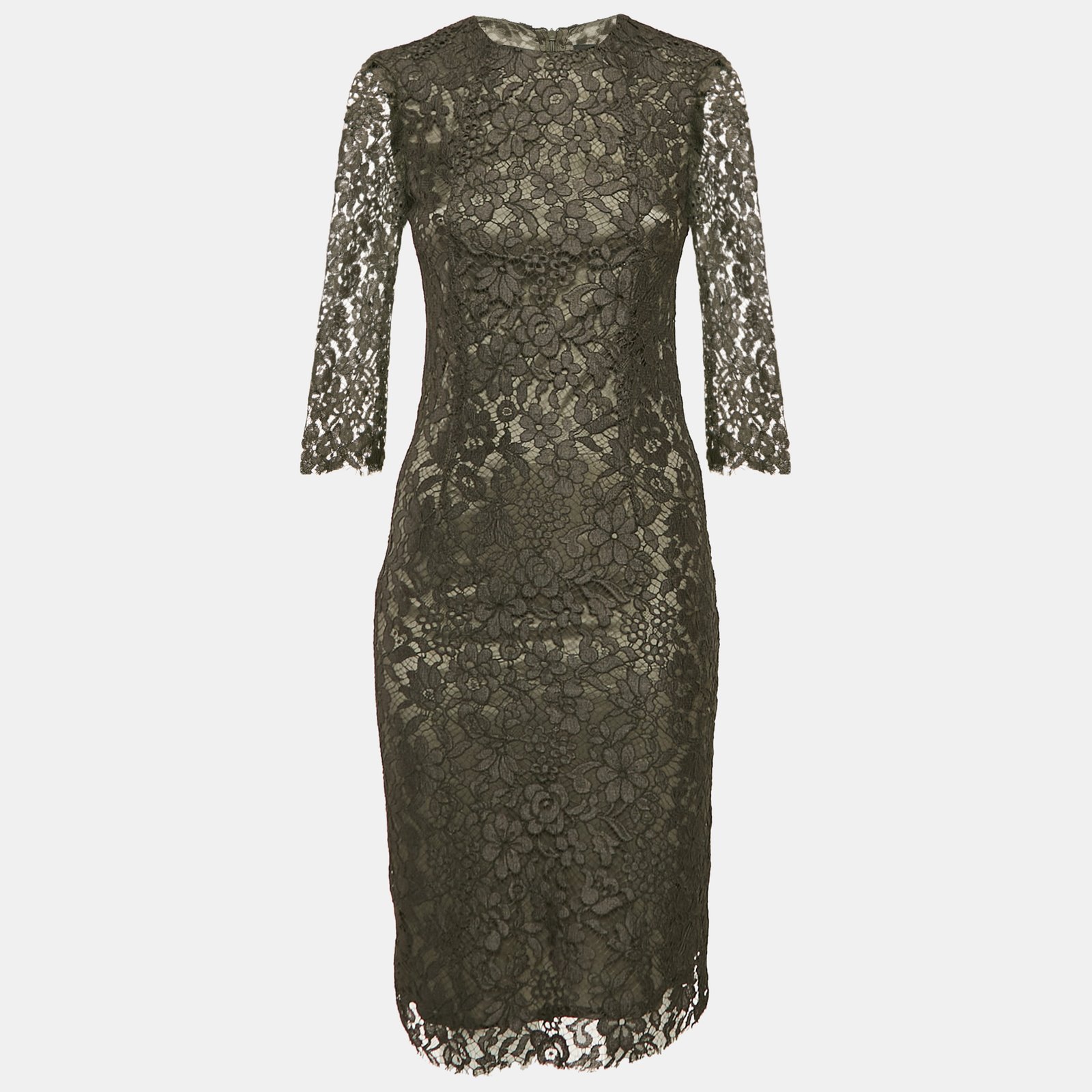 Joseph Dark Green Floral Lace Short Dress S