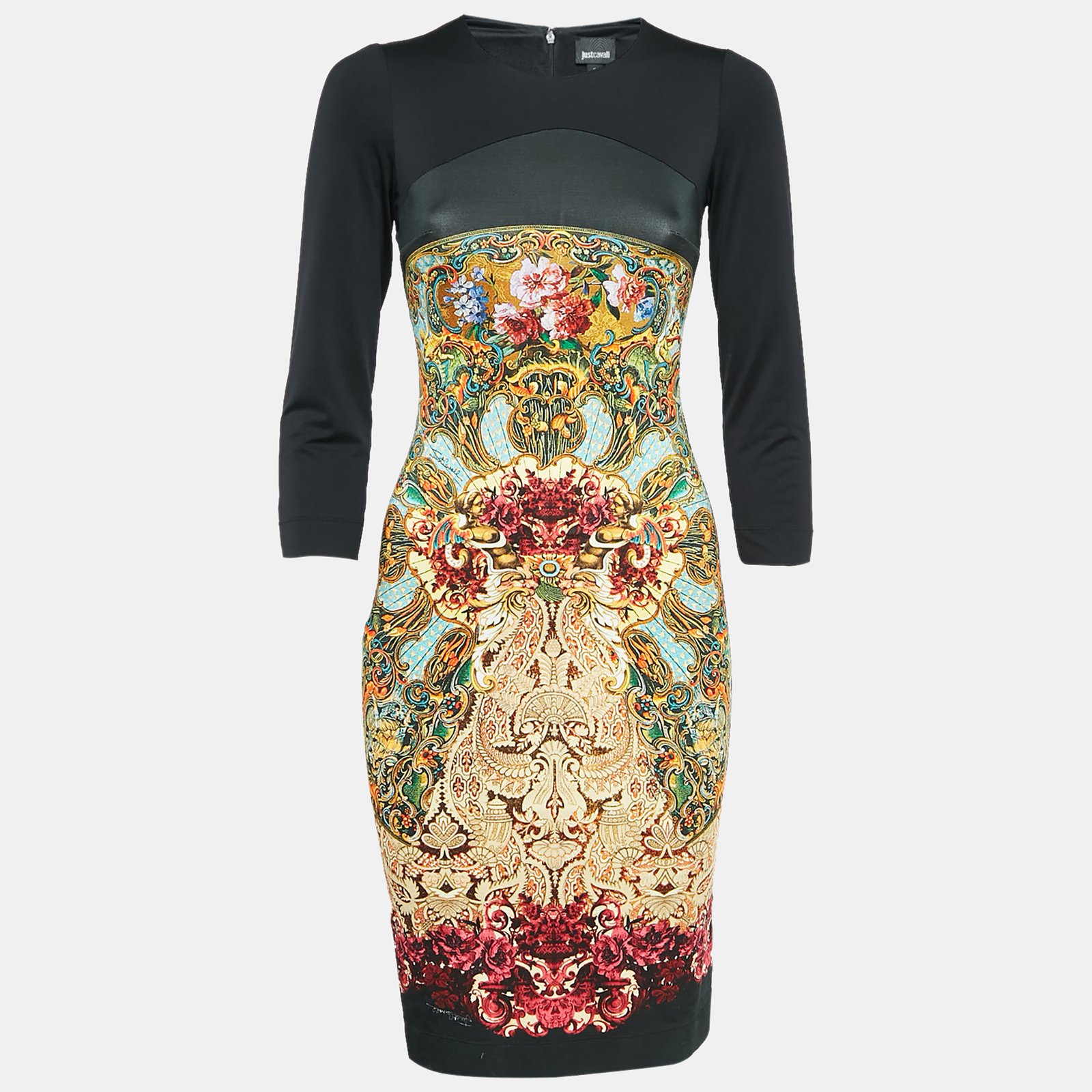 Just Cavalli Black Printed Jersey Bodycon Dress S