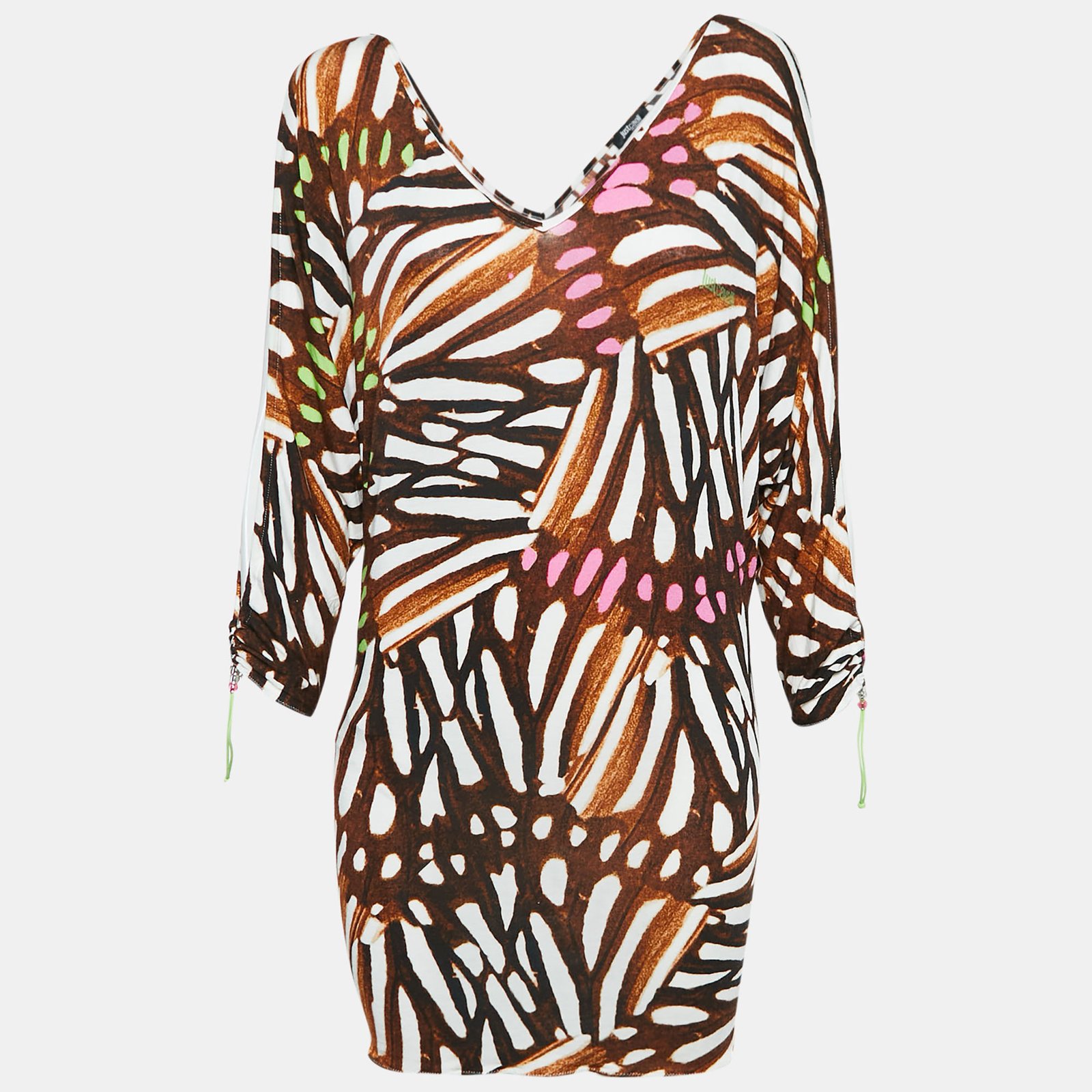 Just Cavalli Beachwear Brown Printed Jersey Cover-Up Dress M