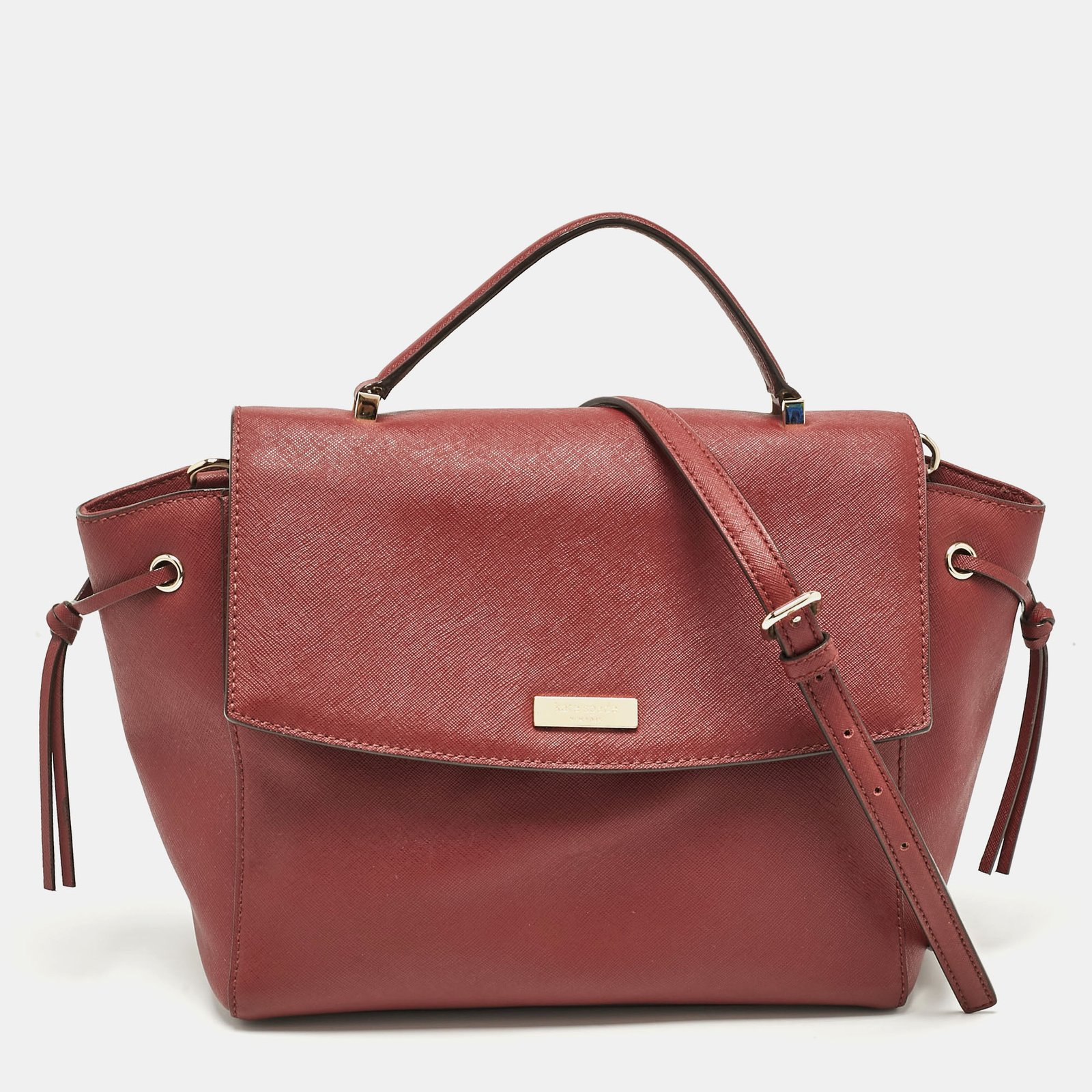 Kate Spade Maroon Leather Way Lilah Top Handle Bag